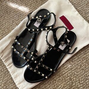 Rockstud jelly flat gladiator sandals Valentino